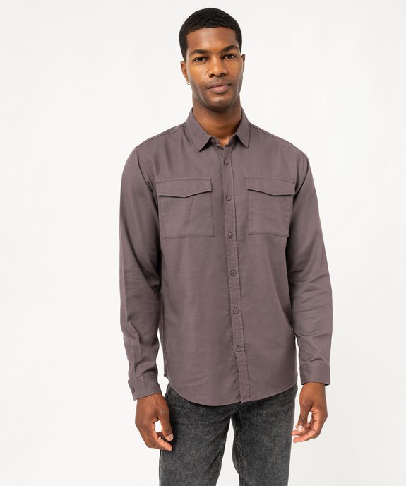 Chemise en coton avec poches poitrine homme vue2 - GEMO 4G HOMME - GEMO