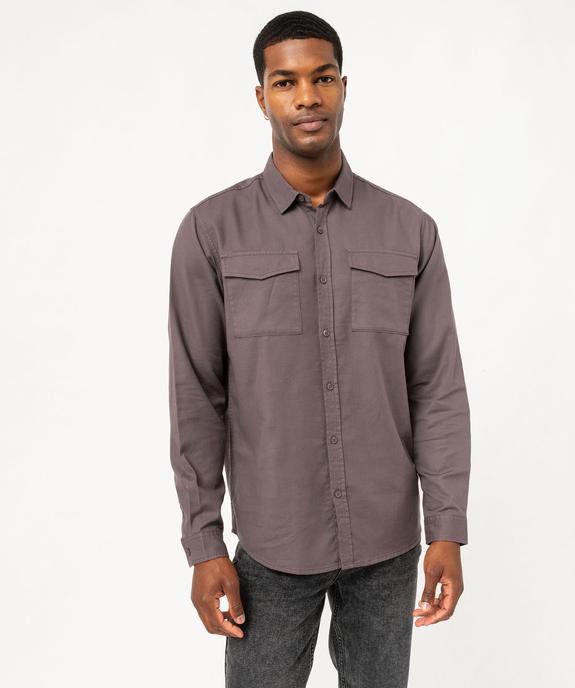 Chemise en coton avec poches poitrine homme vue2 - GEMO 4G HOMME - GEMO