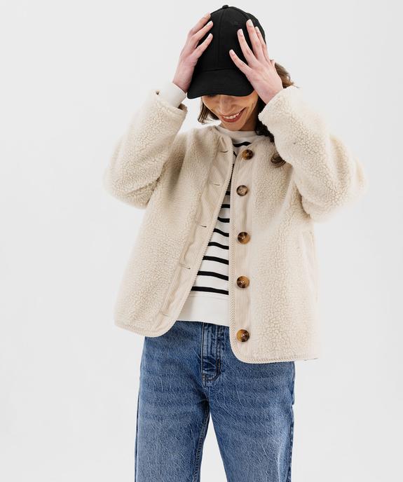 Veste ample en sherpa femme vue1 - GEMO 4G FEMME - GEMO