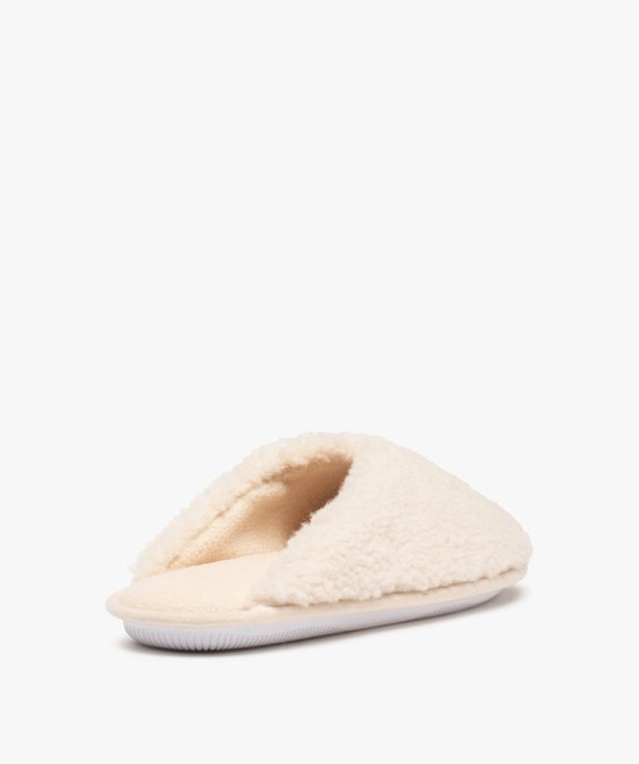 Chaussons femme mules plates unies en textile sherpa vue4 - GEMO 4G FEMME - GEMO