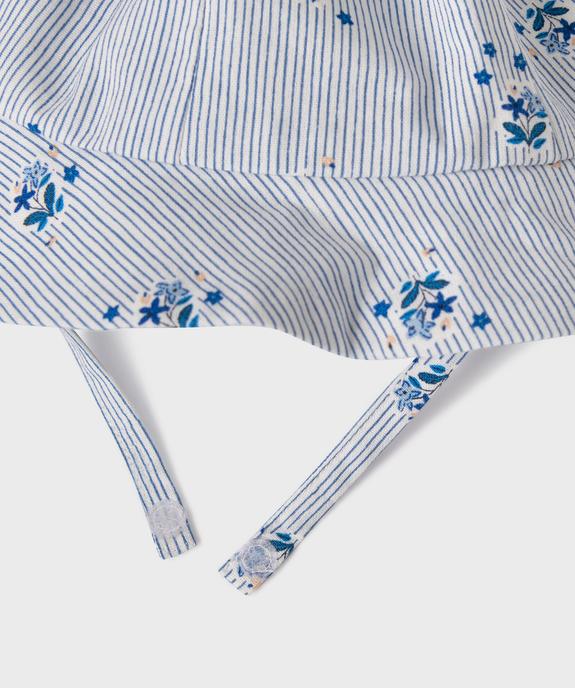 Robe à rayures et motifs fleuris avec chapeau assorti bébé fille - LuluCastagnette vue3 - LULUCASTAGNETTE - GEMO