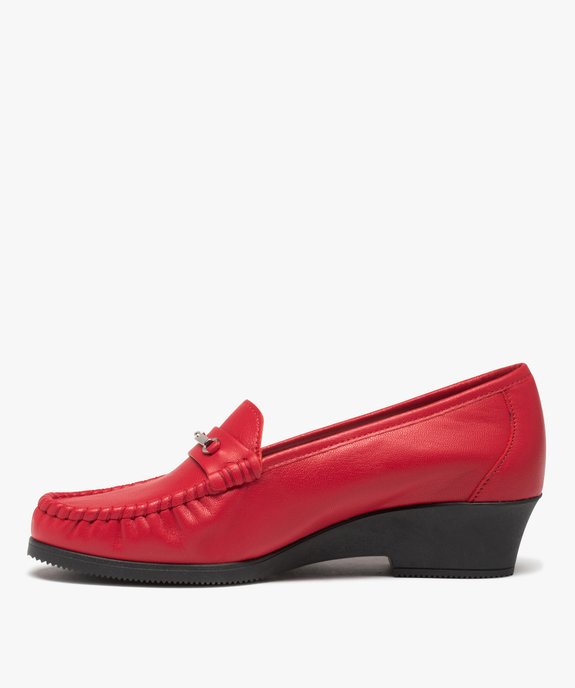 Mocassin femme confort à talon compensé dessus cuir uni vue3 - GEMO (CONFORT) - GEMO
