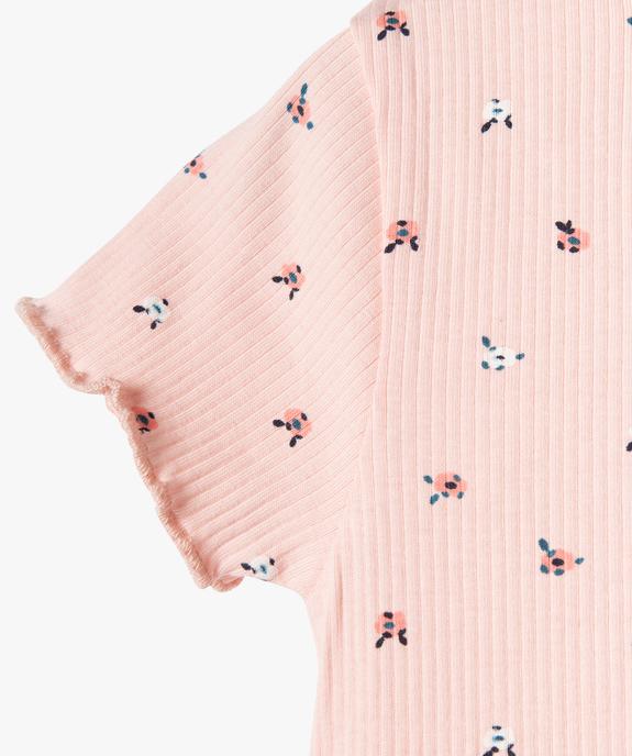 Tee-shirt à manches courtes en maille côtelée bébé fille vue2 - GEMO(BEBE DEBT) - GEMO