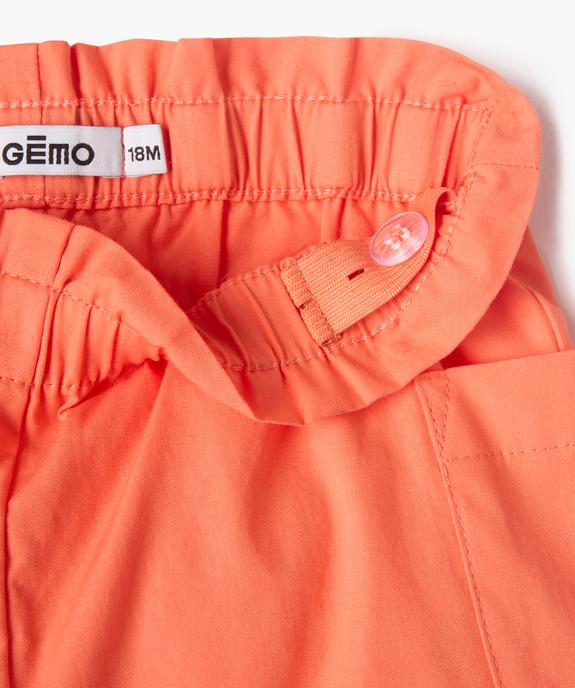 Short en toile à taille élastiquée et poches plaquées bébé fille vue2 - GEMO(BEBE DEBT) - GEMO