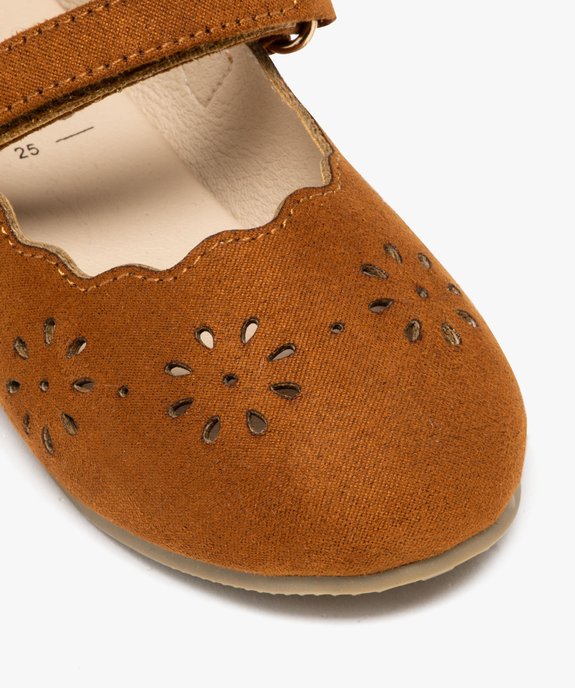 Ballerines fille unies à motifs ajourés et bride scratch vue6 - GEMO 4G FILLE - GEMO