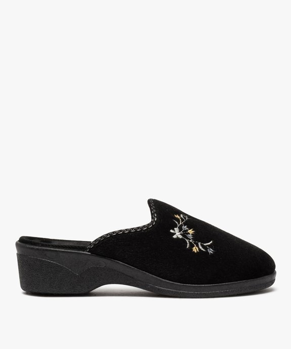 Chaussons femme mules confort en velours brodé vue1 - GEMO(HOMWR FEM) - GEMO