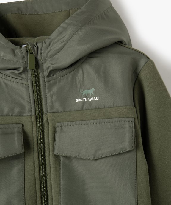 Sweat garçon zippé à capuche bimatière vue2 - GEMO (ENFANT) - GEMO