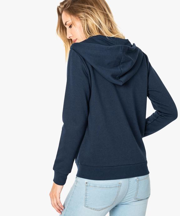 Sweat femme zippé à capuche et motif vue3 - FOLLOW ME - GEMO