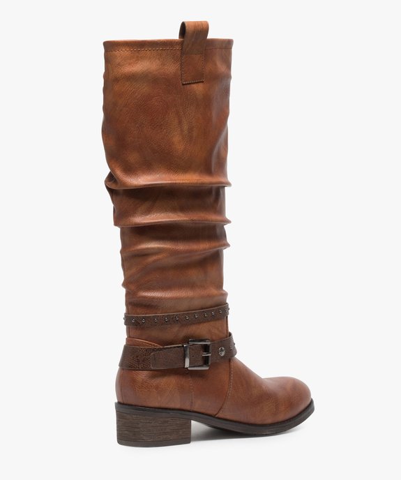 Bottes femme forme cavalière avec tige plissée et brides à la cheville vue4 - GEMO (CASUAL) - GEMO