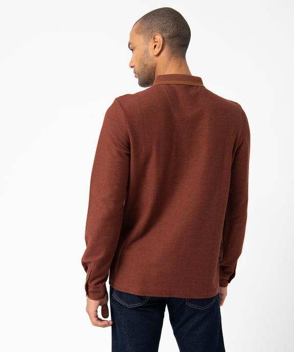 Polo homme à manches longues avec finitions contrastantes vue3 - GEMO (HOMME) - GEMO