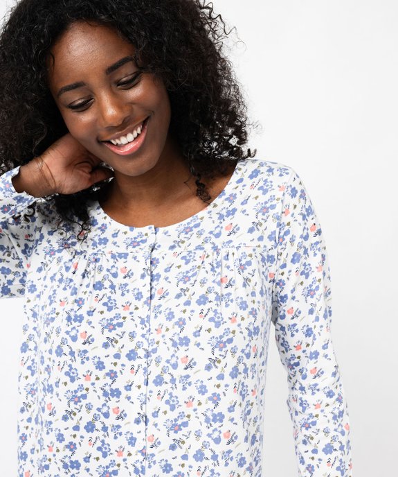 Chemise de nuit femme à manches longues boutonnée sur l’avant vue2 - GEMO(HOMWR FEM) - GEMO