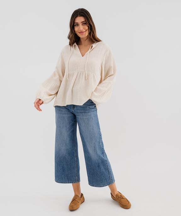 Blouse manches longues en gaze de coton femme vue4 - GEMO(FEMME PAP) - GEMO