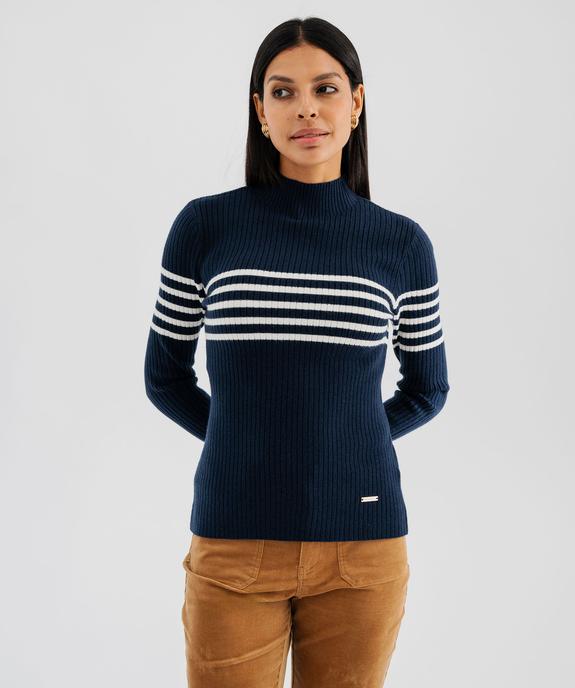 Pull col montant à rayures femme - LuluCastagnette vue1 - LULUCASTAGNETTE - GEMO