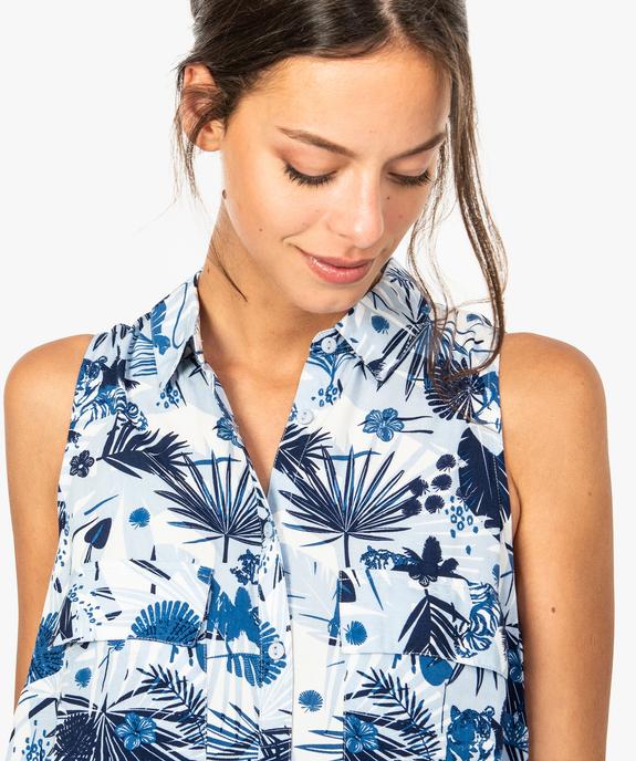 Robe femme imprimée forme chemise sans manches vue2 - FOLLOW ME - GEMO