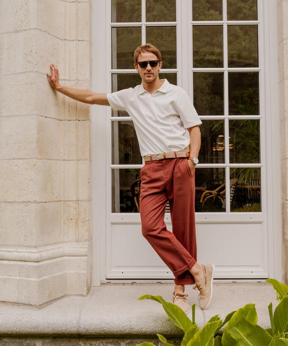 Pantalon à pinces en coton et lin homme vue1 - GEMO (HOMME) - GEMO