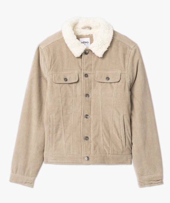 Veste en velours côtelée doublée fourrure imitation homme vue4 - GEMO (HOMME) - GEMO