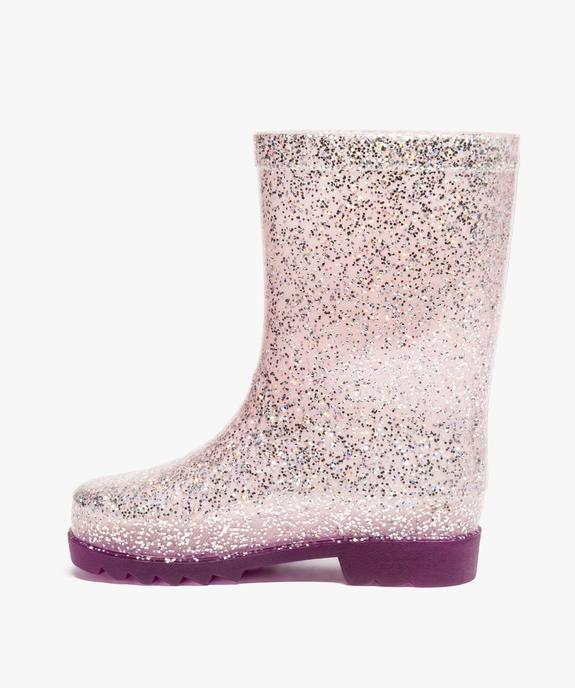 Bottes de pluie fille à paillettes avec semelle lumineuse Reine des neiges vue3 - REINE DES NEIGE - GEMO