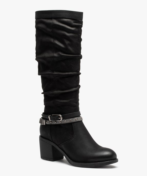 Bottes femme unies à talon large et brides fantaisie vue2 - GEMO(URBAIN) - GEMO