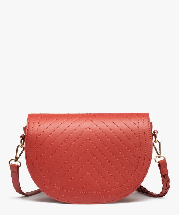 Sac femme forme besace avec surpiqûres sur le rabat vue1 - GEMO (ACCESS) - GEMO