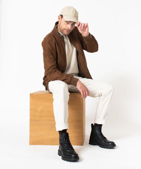 Blouson suédine à col montant homme vue1 - GEMO (HOMME) - GEMO