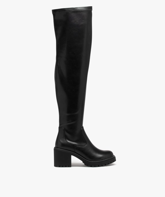 Bottes femme vernies à talon large et semelle crantée vue1 - GEMO(URBAIN) - GEMO
