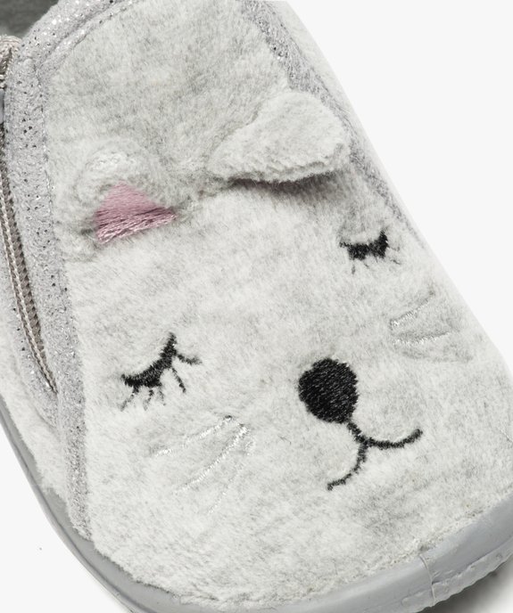 Chaussons bébé fille motif chat brodé avec petites oreilles vue6 - GEMO 4G BEBE - GEMO