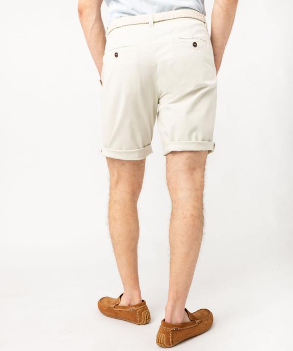 Bermuda chino en coton stretch coloris unique avec ceinture homme vue3 - GEMO (HOMME) - GEMO