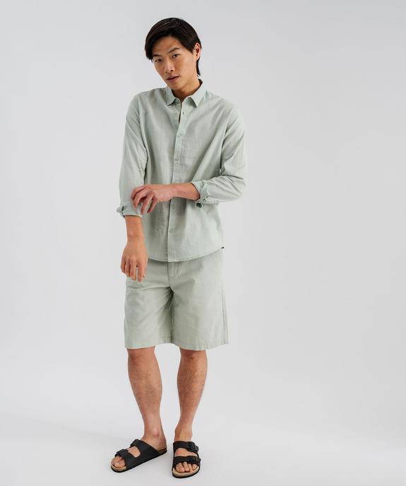 Bermuda en lin et coton coupe regular homme vue4 - GEMO 4G HOMME - GEMO