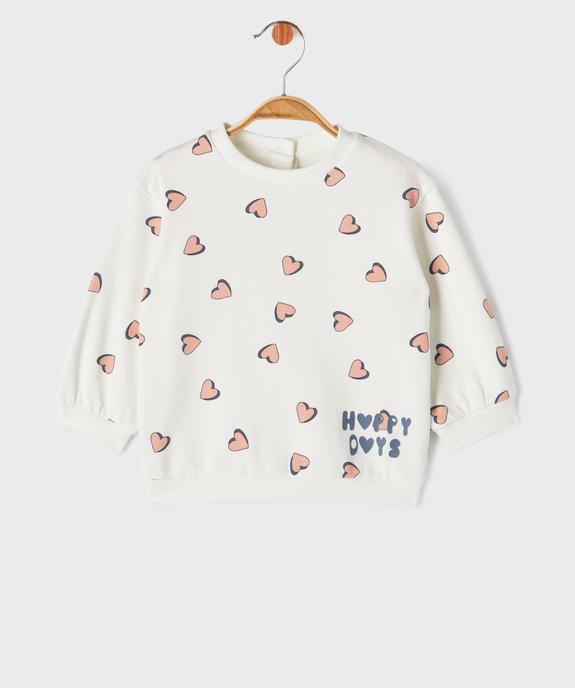 Sweat molletonné avec motifs bébé fille vue1 - GEMO 4G BEBE - GEMO