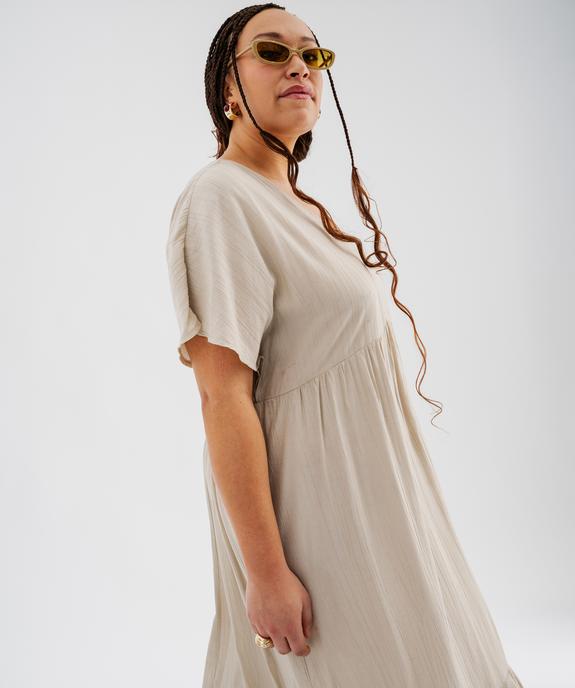 Robe longue à manches courtes en tissu texturé femme grande taille vue5 - GEMO (G TAILLE) - GEMO