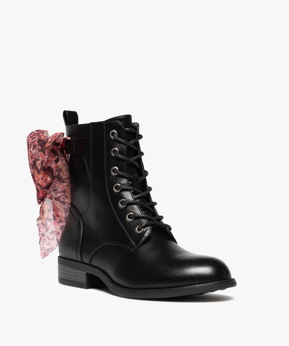 Bottines femme à lacets et à zip avec foulard fantaisie vue3 - GEMO (CASUAL) - GEMO