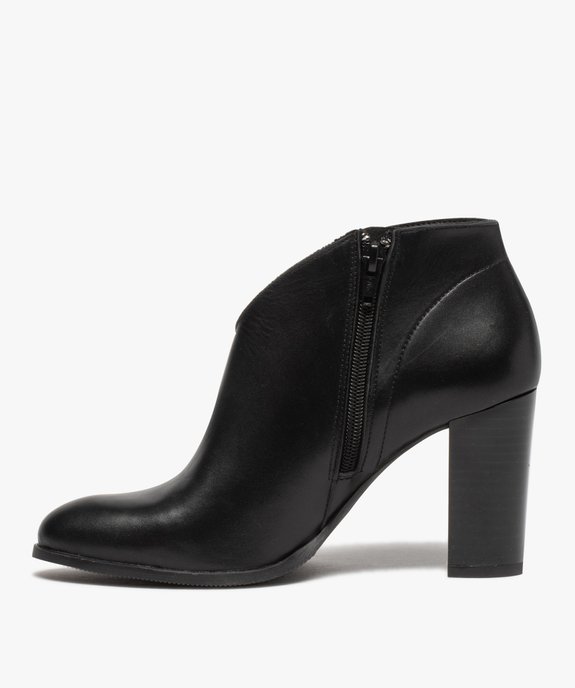 Low-boots femme à talon droit dessus cuir uni vue4 - GEMO(URBAIN) - GEMO