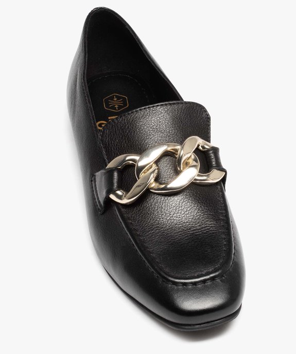 Mocassins femme en cuir avec bride chaînette  vue5 - GEMO (CASUAL) - GEMO