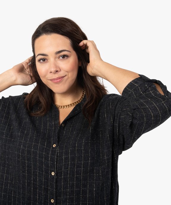 Chemise femme fluide à carreaux dorés vue2 - GEMO (G TAILLE) - GEMO
