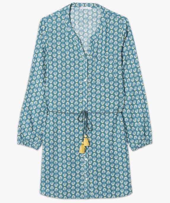 Chemise de nuit boutonnée à ceinture vue4 - GEMO(HOMWR FEM) - GEMO