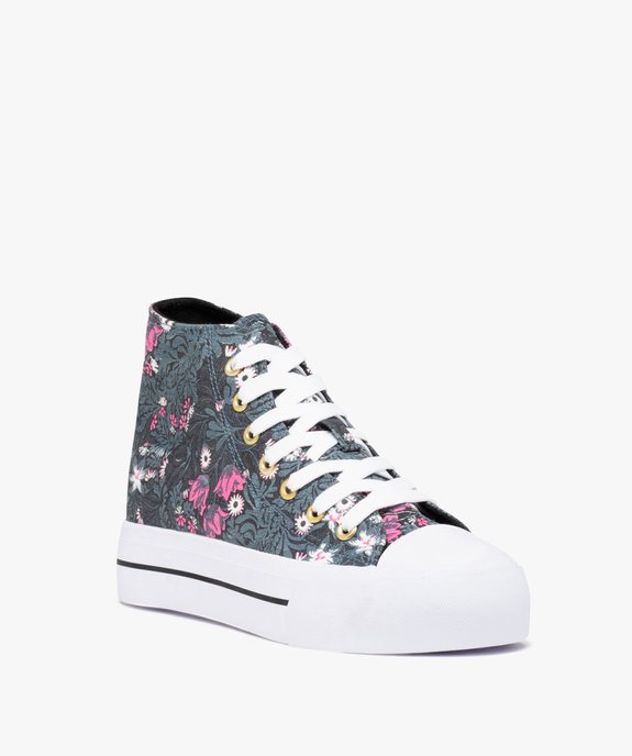 Baskets femme mid-cut en toile imprimé fleurs vue3 - GEMO 4G FEMME - GEMO