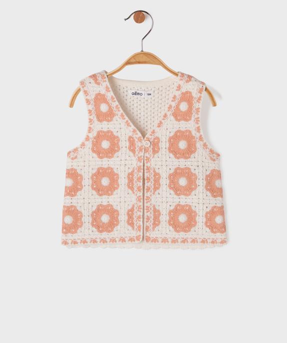 Gilet sans manches brodé bébé fille vue1 - GEMO(BEBE DEBT) - GEMO