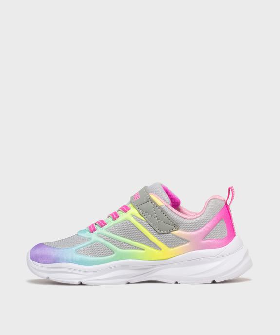 Baskets running en mesh fluo fille - Skechers  vue3 - SKECHERS - GEMO