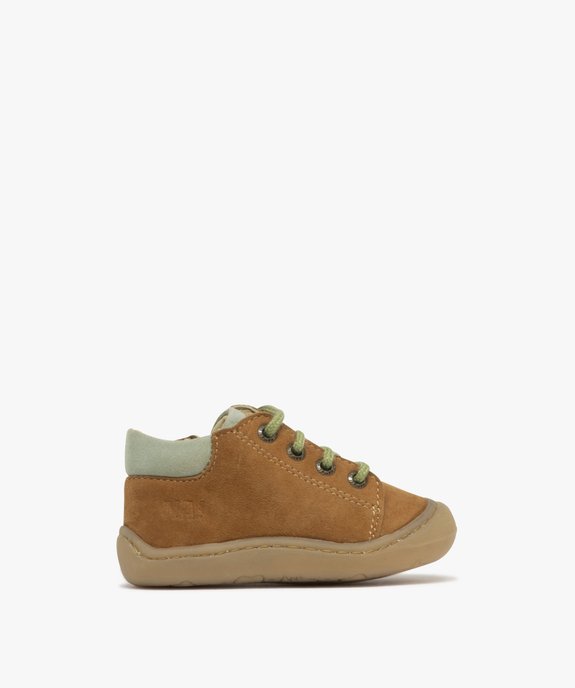 Chaussures premiers pas en cuir à lacets et zip bébé garçon - NA! vue1 - NA! GEMO FOR GOOD - GEMO