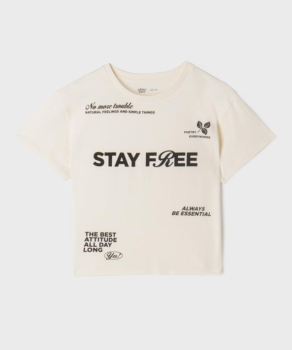 Tee-shirt manches courtes coupe ample imprimé fille vue1 - GEMO 4G FILLE - GEMO