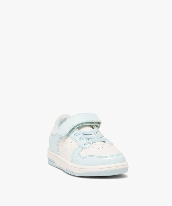 Baskets fille bicolores à scratch et lacets style rétro vue2 - GEMO 4G FILLE - GEMO
