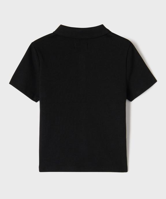 Polo en maille côtelée avec boutons fantaisie fille vue3 - GEMO 4G FILLE - GEMO