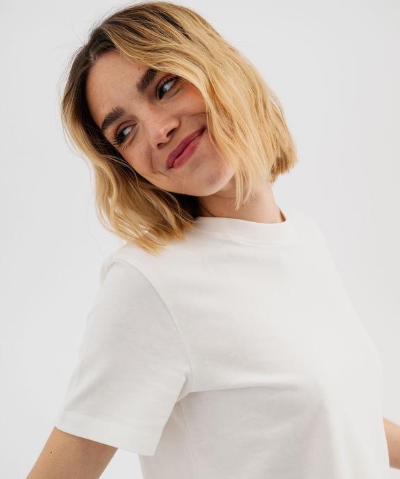 Tee-shirt manches courtes et col rond uni en coton résistant femme vue2 - GEMO(FEMME PAP) - GEMO