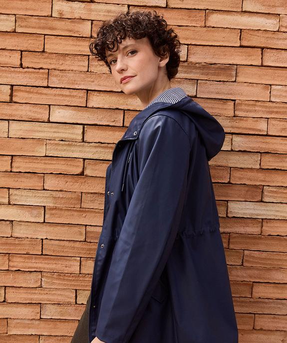 Imperméable déperlant à capuche rayée femme - LuluCastagnette vue5 - LULUCASTAGNETTE - GEMO