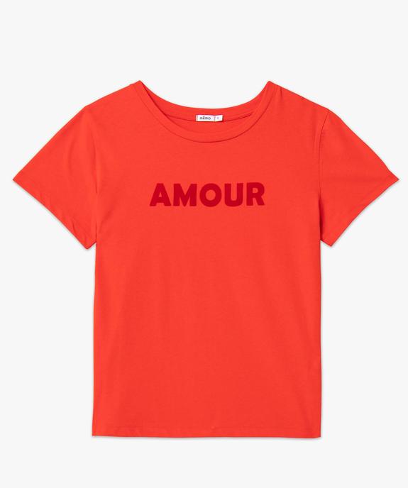 Tee-shirt femme à manches courtes avec message vue4 - GEMO(FEMME PAP) - GEMO