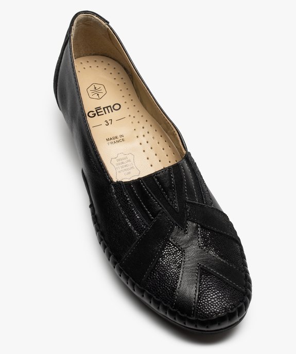 Mocassins femme confort à talon compensé dessus cuir vue5 - GEMO (CONFORT) - GEMO