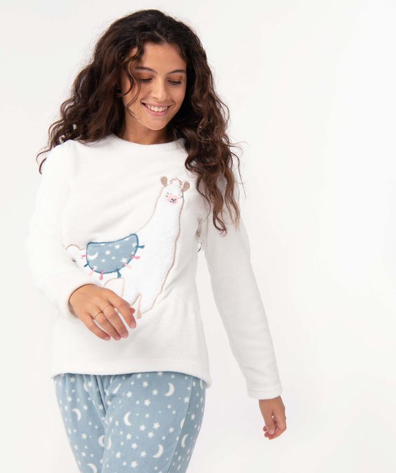 Pyjama chaud en maille peluche douillette femme vue2 - GEMO(HOMWR FEM) - GEMO