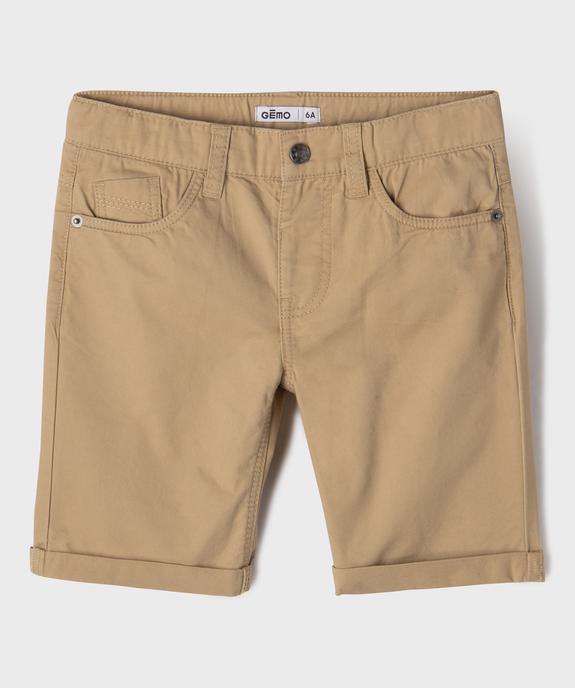 Bermuda regular en twill de coton à revers garçon vue1 - GEMO (ENFANT) - GEMO