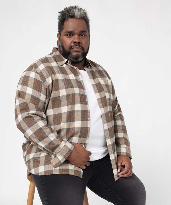 Chemise homme grande taille à manches longues et carreaux vue1 - GEMO (G TAILLE) - GEMO