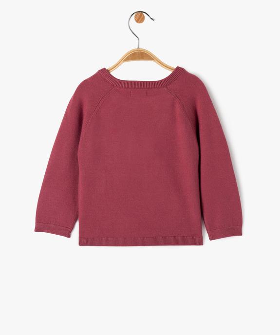 Pull en maille fine à motif brodé et peluche bébé fille vue3 - GEMO(BEBE DEBT) - GEMO